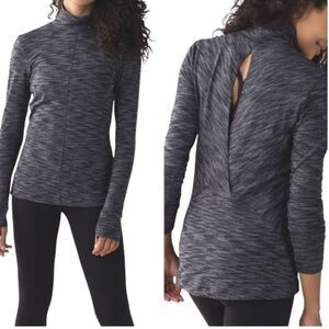 Lululemon &go Take-Off Long Sleeve Turtleneck Top Women's 4 Heathered Black Rulu